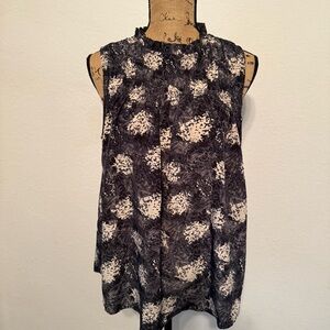 Joie Sleeveless Black Print Top Medium